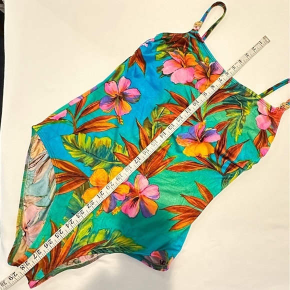 Longitude Long Torso Tropical Print One Piece Swimsuit 14 - Picture 6 of 8